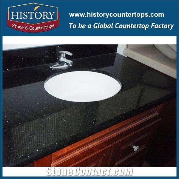 China Manufacture Hgj021 Galaxy Black Single Ogee Edge High Density Custom Made Housing Solid Surface Granite Countertops & Vanity Top on Sale