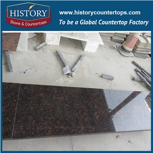 China Manufacturer Wholesale Tan Red Brown Granite Hand Cutting Polished Finish Solid Surface for Kitchen Countertops & Island Tops