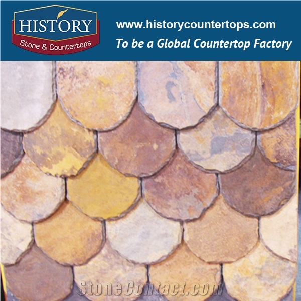 China Multicolor Slate Roofing Tiles with One Chiseled Edges, Decoration Building Stone Roof Shingles