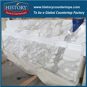 China Natural Calacatta White Stone Retail Custom Marble Trim Molding Veneer Modern Style Solid Surface for Building Countertop, Island Top