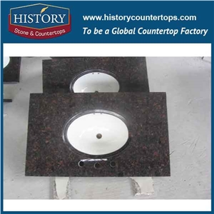 China Natural Granite Stonne Hgj016 Tan Brown Cover Bullnose Prefab Laminate Custom Made Heat Resistant Countertops & Vanity Top for Home Decoration