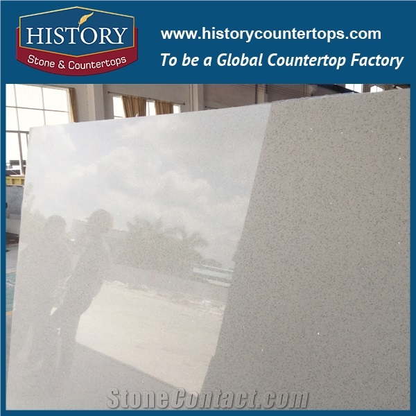 China Quartz Engineered Stone Slabs & Tiles for Countertops & Vanity Top Polished Surface, Cut-To-Size Yellow Artificial Stone