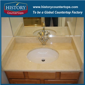 Chinese Supplier Spain Cream Marfil Beige Marble Popular Marble Color for Bathroon Countertops Bath Vanity Top Customized Tops for Sales