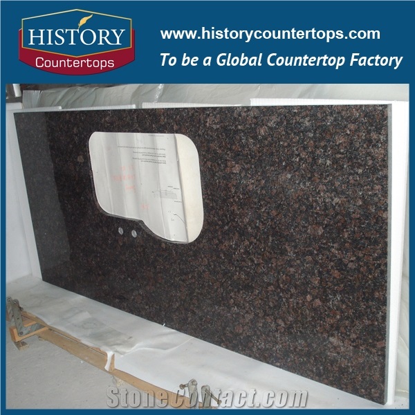 Chinese Suppllier Best Selling and Good Price High Polised with Full Bullnose Tan Brown Granite for Kitchen Counterops Bar,Island Bench Work Top