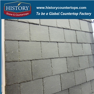 Dark Grey Rectangle Shape All Chiseled Edges Slate Tile Roof, Slate Building Stone Roofing Materials