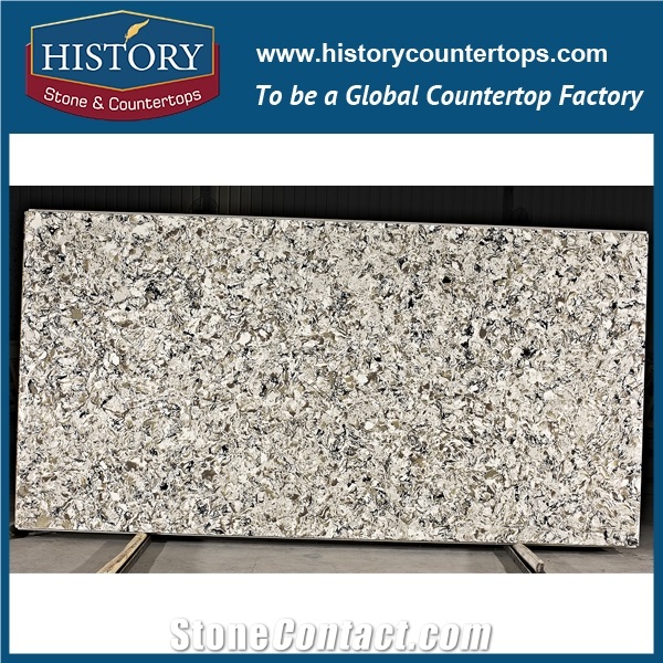 Engineer Imitation Granite Veins Quartz Stone Tile And Slab In