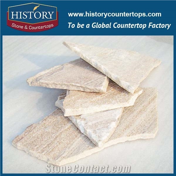 Factory Direct Sales and Wholesale Random Beige Slate Flagstone for Flooring Patio, Irregular Road Paving Flagstone