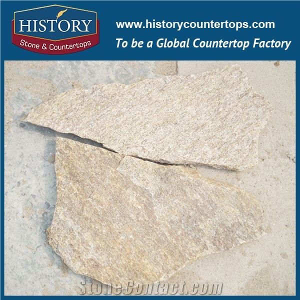 Factory Discounted Beige Color Random Slate Flagstone, Artist Building Stone, Wall Cladding Stone, Stepping Way Pavers