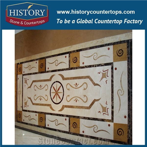 Gold Brown, White Jade, Light Emperador Natural Marble Stone Best Artistic Mosaic Tiles for Sale Rectangular Florence Floor Covering Medallions