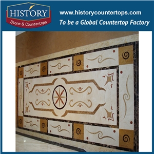 Gold Brown, White Jade, Light Emperador Natural Marble Stone Best Artistic Mosaic Tiles for Sale Rectangular Florence Floor Covering Medallions