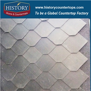 Grey Roof Slate Tile with U Type, Slate Roof Covering Decoration Building Stone