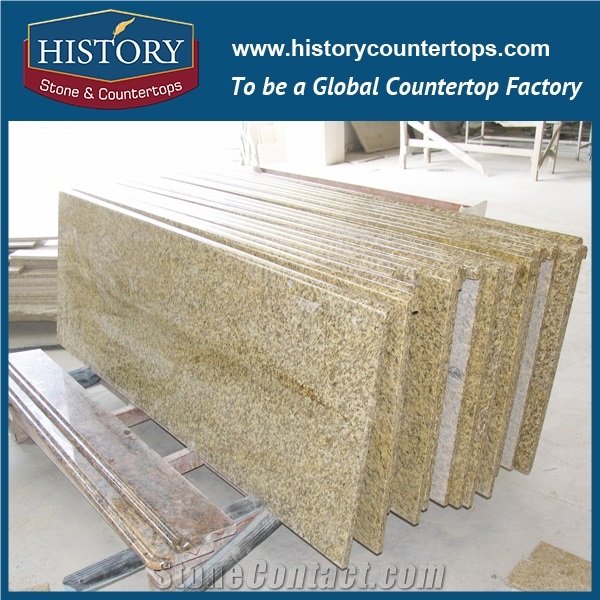 History Natural Stone Tiger Skin Yellow Antique Flat Edge Wholesale Prefabricated Shaped Classic Design for Solid Surface Countertops & Worktops