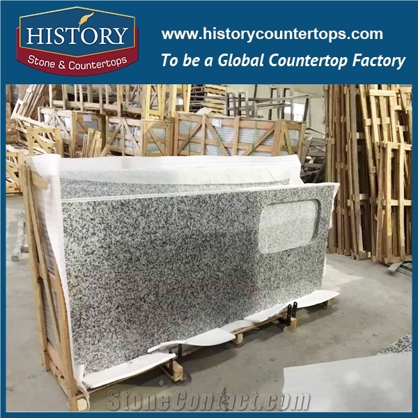 History Stone Big White Flower Top Polishing Customized Shape Precut Modular Kitchen Tops & Countertops for Construct Decoration