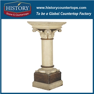 History Stone Carved Natural Pure White Marble Pedestal Stand Decorative Nature Marble Square Base with Flower Outdoor Roman Style Pillars