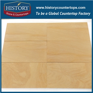 History Stone Ce+Factory Hot Sale Sandblasted Nature Yellow Sandstone Tiles and Slabs for Construct Decoration, Foor/Wall Covering