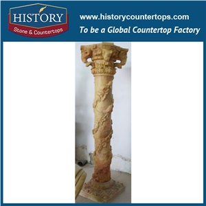 History Stone China Factory Different Types Columns Various Floral Design Customized Beauty Brown Marble Column Garden Decorative Pillars
