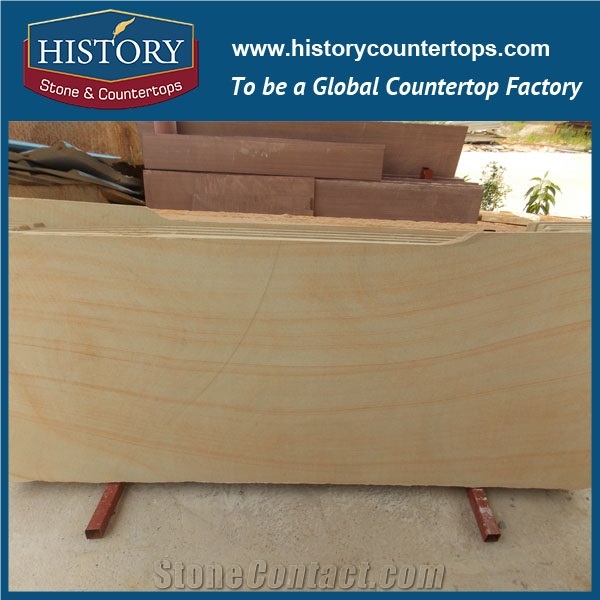 History Stone China High Reputation Factory Wooden Yellow Sandstone Tiles & Slabs for Wall, Floor, Swimming Pool, Long Desk Top
