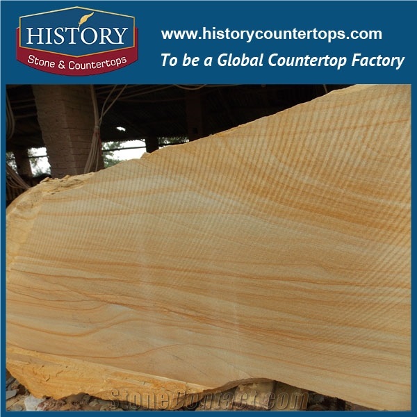 History Stone China High Reputation Factory Wooden Yellow Sandstone Tiles & Slabs for Wall, Floor, Swimming Pool, Long Desk Top