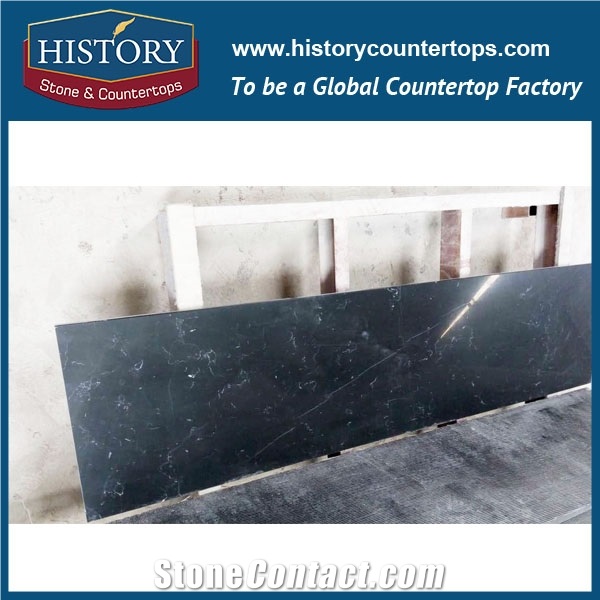History Stone China Nero Margiua Marble Custom Made Double Edge Laminated Shaped Luxury Indoor Kitchen Countertops & Worktops for Sale