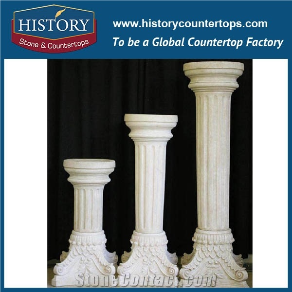 History Stone China Supply 2017 Handmade Vivid Design Carving Natural Building White Marble Column Interiors Decorative Pillars