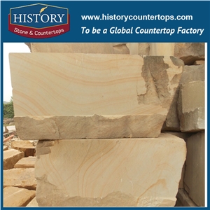 History Stone Chinese Factory Wooden Yellow Sandstone Tiles & Slab, Machine Cut/ Sawn Finished Building Material for Inner and Exterior Decoration