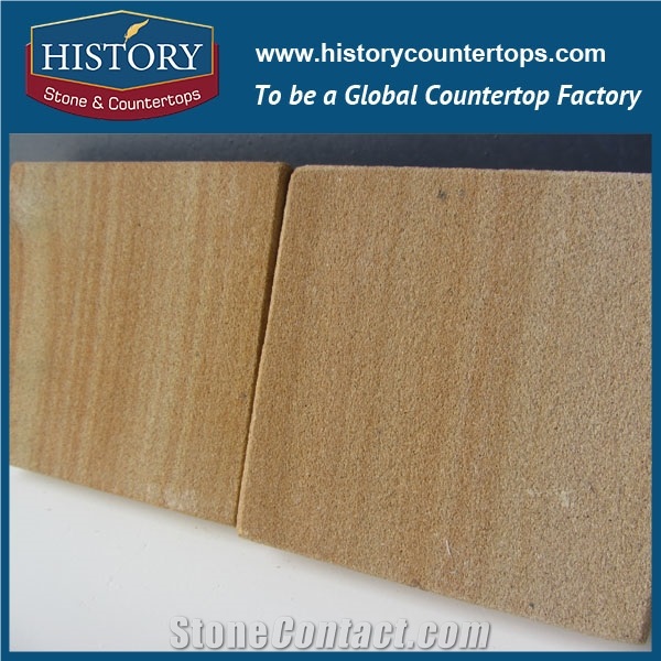 History Stone Cooperative Quarry Factory Wholesale Machine Cut High Polished Exterior Decoration Wooden Yellow Sandstone Tiles & Slabs
