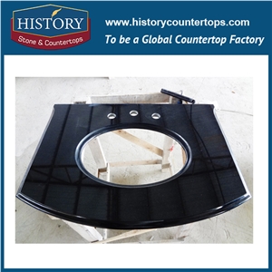 History Stone Discounted China Black Granite Polished Edge Prefab Size Integrated Furniture for Hotel Kitchen Countertops & Desktops