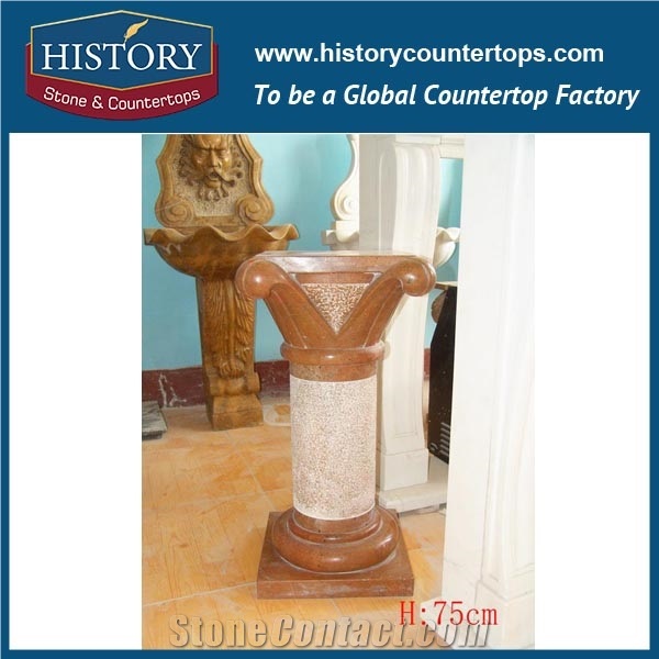 History Stone Hand Carved Solid Pedestal Sculpture Stone Brown Marble Column for Construction Decoration Wedding Columns Sculptured Pillars