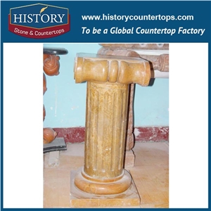 History Stone Hand Carved Solid Pedestal Sculpture Stone Brown Marble Column for Construction Decoration Wedding Columns Sculptured Pillars