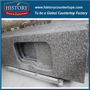 History Stone Hg016 G664 Bainbrook Brown Latest Custom Size Polished Bullnose Edge Easy Granite Furniture Tops for Countertops & Bathroom Vanity Top