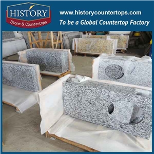 History Stone Hg067 Apray White Radius Beveled Edge Precut Elegant Appearance Countertops for Bathroom Stain Resistant Vanity Top Factory Direct Sale