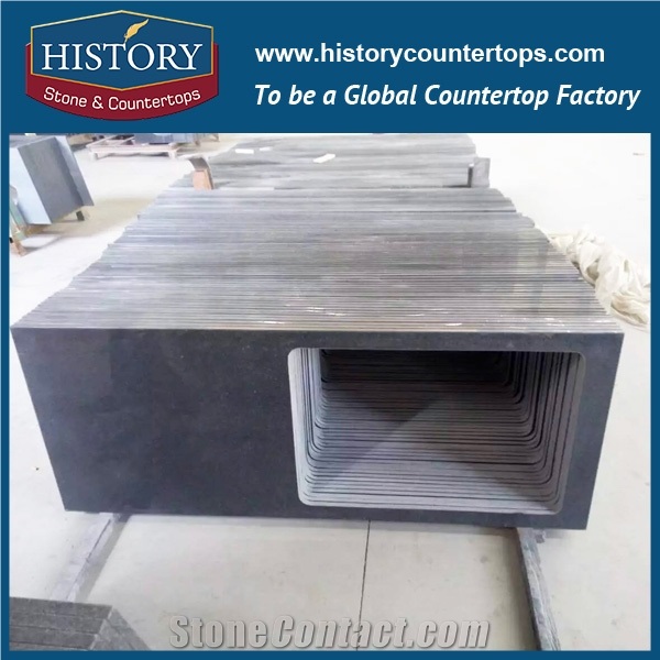 History Stone Hg076 China Black Wholesale Dupont Edge Customized Pre Cut Installing Solid Surface Countertops & Vanity Top for Residential Used