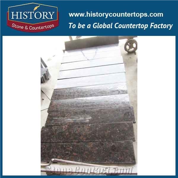 History Stone Hgj016 Tan Brown Double Edge Polished Pre Cut Ornamental Natural Exotic Granite Countertops, Double Vanity Top