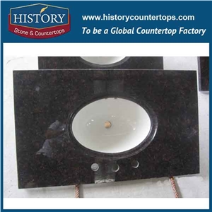 History Stone Hgj016 Tan Brown Flat Eased Edge Sandblasted Solid Surface Custom Made Professsional Design for Indoor Countertops & Bathroom Vanity Top