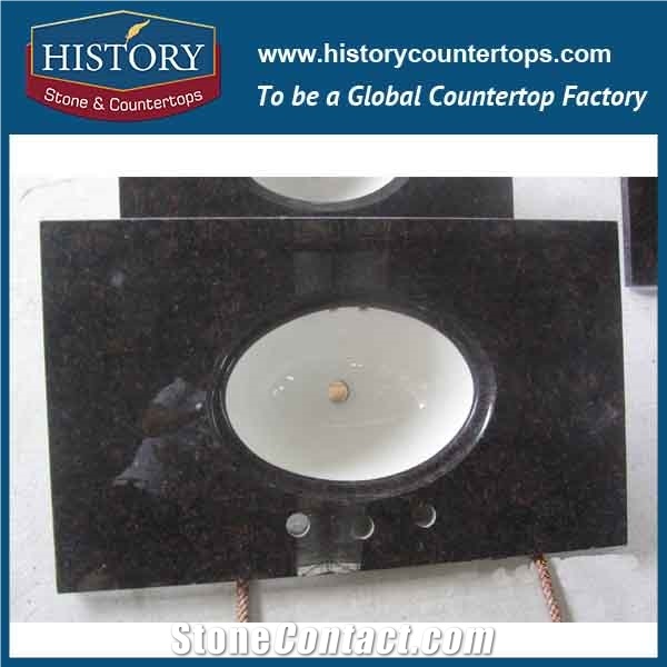 History Stone Hgj016 Tan Brown Full Bullnose Customized Shape Furniture Elegant Appearance Bath Coountertops & Vanity Top for Restaurant Bathroom