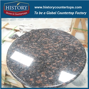 History Stone Hgj016 Tan Brown Granite Circle Smooth Surface Waterproof Professional Cut-To-Size Granite Table Tops & Coffee Table for Reataurant