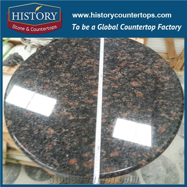 History Stone Hgj016 Tan Brown Granite Round Shaped Special Polished Pre Cut Modern Commercial Usage Table Base for Intdoor Round Stone Table Tops