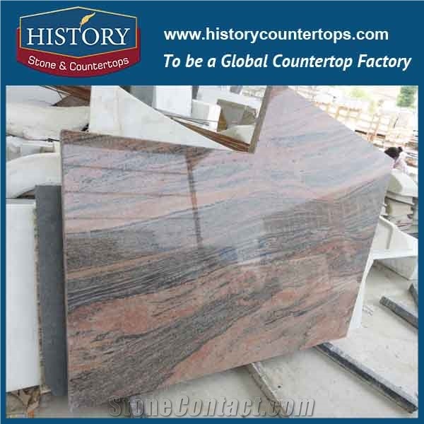 History Stone Hgj017 Multicolor Red Customised Shape Prefab Polishing Whole Set Precut Laminate Countertops & Vanity Top for Building Construction
