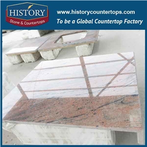 History Stone Hgj017 Multicolor Red Customised Shape Prefab Polishing Whole Set Precut Laminate Countertops & Vanity Top for Building Construction