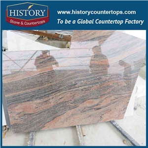 History Stone Hgj017 Multicolor Red Eased Edge High Polished Imported Custom Made Granite Countertops