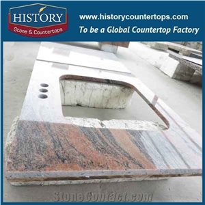 History Stone Hgj017 Multicolor Red Professional Eased Polishing Unfinished Premade Cut to Size Building Material for Bath Countertops & Vanity Top