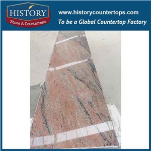 History Stone Hgj017 Multicolor Red Wholesale Granite Cover Bullnose Plished Edge Laminate Countertops & Bathroom Vanity Top for Domestic Decoration