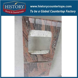 History Stone Hgj017 Multicolor Red Wholesale Granite Cover Bullnose Plished Edge Laminate Countertops & Bathroom Vanity Top for Domestic Decoration
