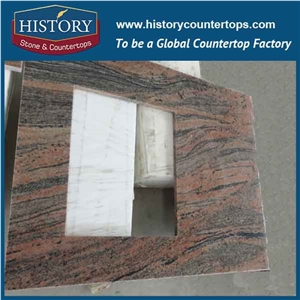 History Stone Hgj017 Multicolor Red Wholesale Polished Full Bullnose Prefab Fashionable Style High Glossy Vanity Top for Apartment