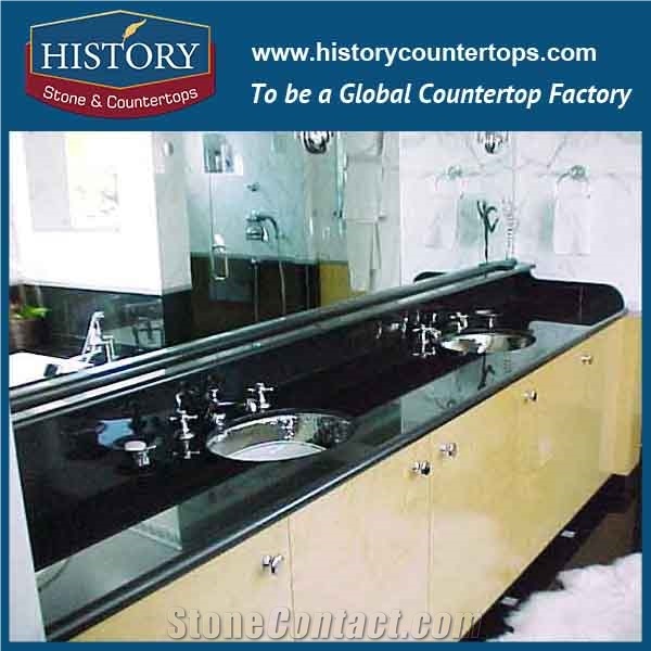 History Stone Hgj021 Galaxy Black Double Ogee Edge Customized Size Popular Decorative Solid Surface Countertops & Vanity Tops for Indoor Construction