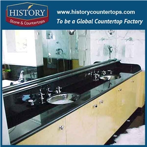History Stone Hgj021 Galaxy Black Double Ogee Edge Customized Size Popular Decorative Solid Surface Countertops & Vanity Tops for Indoor Construction