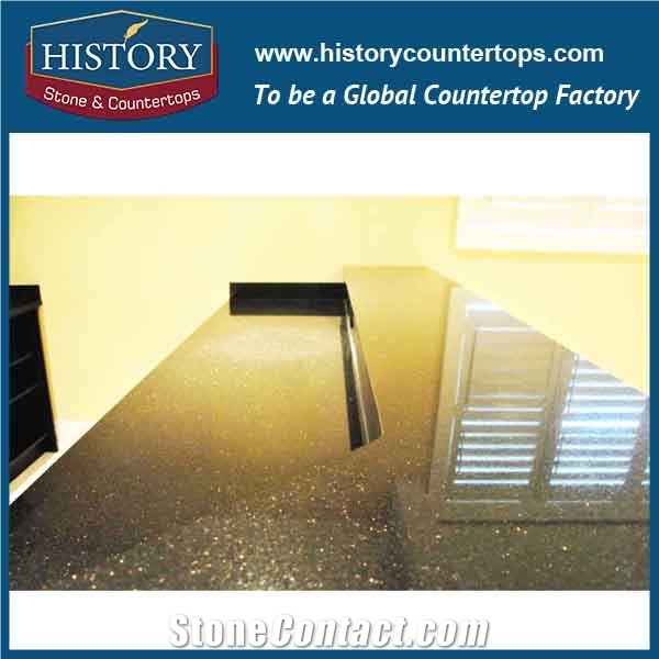History Stone Hgj021 Galaxy Black Special Polished Prefab Size Countertop with Laminated Bullnose Edge Countertops & Bath Vanity Top Options by Price