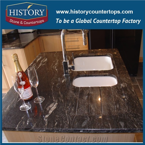 History Stone Hgj021 Galaxy Black Top Grade Custom Made Polishing Finish Straight Shape Pre Cut Countertop Restaurant Table Tops & Bar Tops for Sale