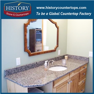 History Stone Hgj029 Caladonia Flat Standard Laminated Ornamental Factory Supply Natural Granite Polished Solid Surface Countertop Bathroom Vanity Top