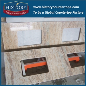 History Stone Hgj032 Kashmir Golden Ogee Standard Polished Jointless Edge Supplier Granite Veneer Countertops & Vanity Top for Hotel Bathroom Project